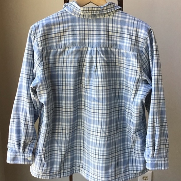 LLBean fleece lined shirt jacket size small light weight blue gray cream - Picture 4 of 7